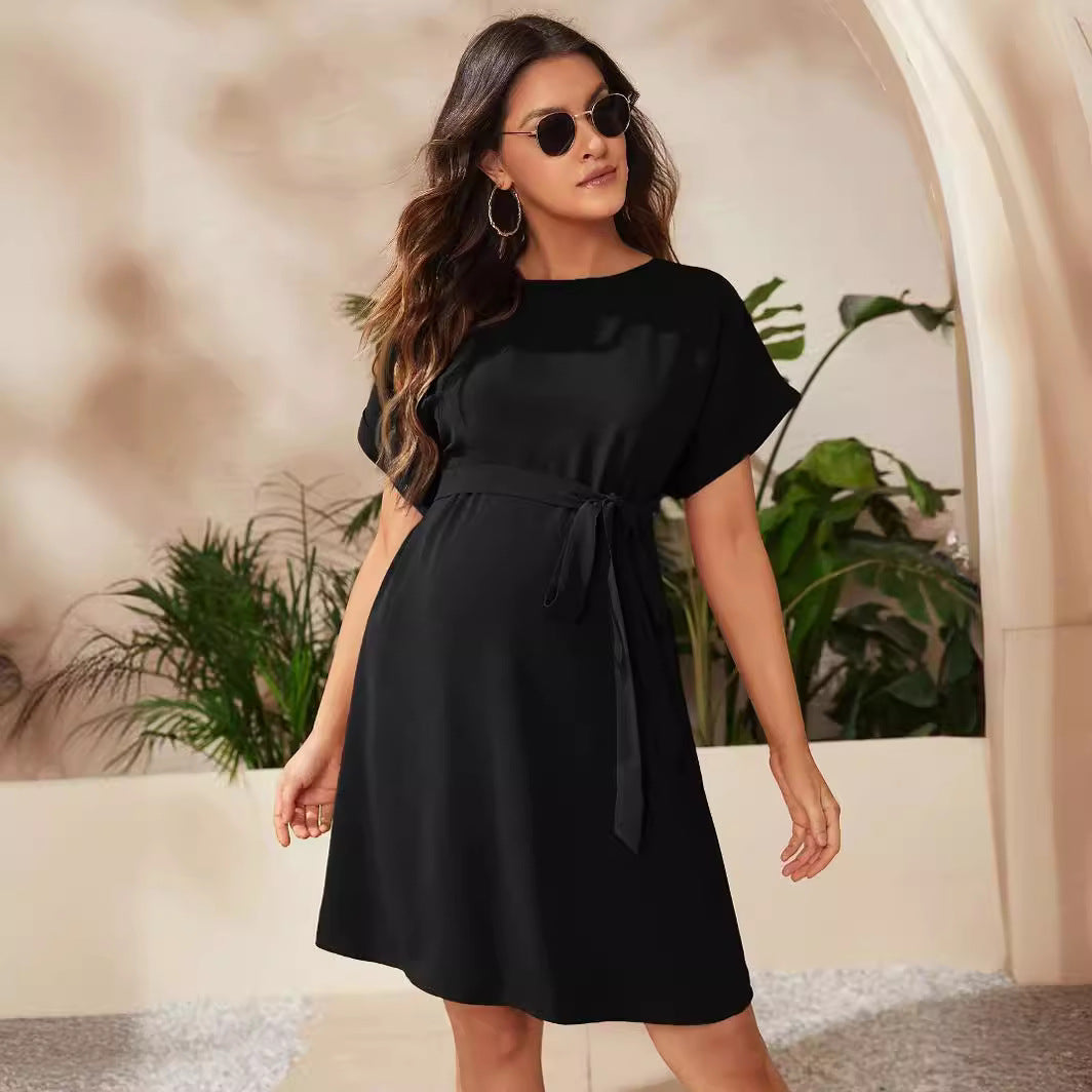 Embrace Your Elegance with the Maternity Bat Sleeve Girdle Dress
